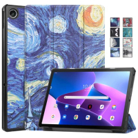 For Lenovo Tab M10 Plus 3rd Gen Case 10 6 inch Tri-fold Leather Painted Smart Case For Xiaoxin Pad 2022 Tab M10 Plus 3 Gen Funda
