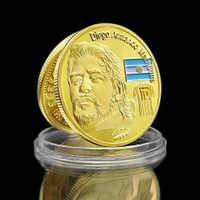 馬拉多納球星硬幣紀念章 阿根廷足球明星金幣銀幣禮品擺件紀念