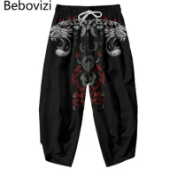 New Design Tiger Print Harlan Pants 2023 Fashion Men Casual Trousers Samurai Costume Loose Women Traditional Japanese Pants