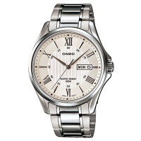 CASIO 經典復古羅馬簡約指針紳士腕錶-銀色X白面(MTP-1384D-7)/42mm