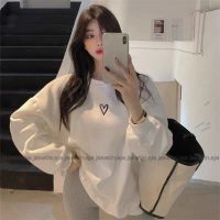S - XXXXXL(6XL) Sweater LOVE Heart Sarange Simple Cute Crewneck Bigsize Jumbo Oversize Korean Haraju