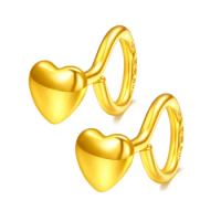 Pure 999 24K Yellow Gold Earrings Women Heart Stud Earrings Fashion Earrings P6272