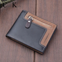 2020 New Men's Wallet Short Zipper Wallet Men US Dollar Clip Multi-Card Wallet Retro PU Leather Wallet Casual Soft