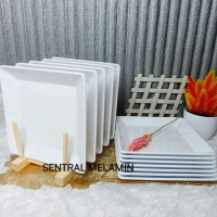 Piring Melamin Kotak 20 Cm / Piring Persegi Dinnerware / Piring Saji Kotak Persegi - Kitchenware Hit