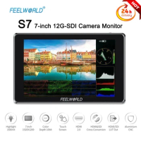 FEELWORLD S7 7 inch 12G-SDI HDMI2.0 High Brightness 1600nit Camera Monitor 4K HDMI-compatible HDR/3D LUT Touch Screen Display