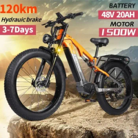 Lafly-All Terrain Electric Bicycle, 26 Inch Fat Tires, 1500W, 48V, 20Ah, Dual Suspension, RV800, Off-road Mountain, Snow