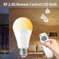 AC 85-265V E27 12W 2.4G RF Remote Control LED Light Bulb Dimmable Timing Color Temperature Adjustable Lamp for Home 2700-6500K