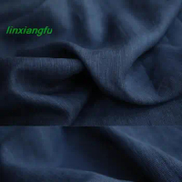 Thin retro dark blue gray variegated fabric, dyed sand washed and woven linen fabric, designer fabric.