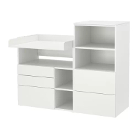 SMÅSTAD/PLATSA 嬰兒尿布更換桌, 白色 白色/附書櫃, 150x79x123 公分