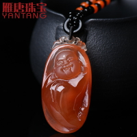 雁唐紅兔毛水晶吊墜女天然紅水晶紅發晶項墜一物一圖時尚飾品禮物