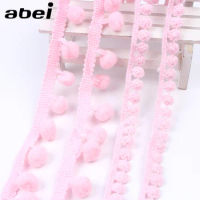 5yards/lot Pink Pom Pom Fringe Lace Ribbon DIY Curtain Sofa Clothing Edge Wrapping Fabric Handmade Sewing Garments Accessories