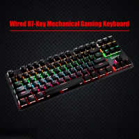 biojee B87 Wired 87-Key Mechanical Gaming Keyboard Rainbow Backlit Keyboard For Windows PC Laptop for Game and Office