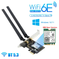 5374Mbps Wifi 6E Intel AX210 Pcie Wireless Adapter Bluetooth 5.3 Intel ax210ngw M.2 Wi Fi Network Card Windows 10 11 For PC