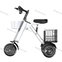 Adult Folding Electric Tricycle With Removable Basket 36V 450W Mini Portable 3 Wheel Electric Scooter With Camping Trailer