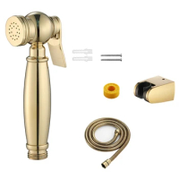 NEW-Vintage Handheld Bidet Spray Shower Set Copper Bidet Sprayer With Abs Shower Head And Stainless Steel Shower Hose