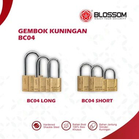 Blossom BC04 : Gembok Kuningan 40mm 50mm 60mm Pendek Panjang | Gembok Pintu Pagar Padlock BC04 50L