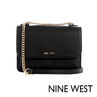 福利品 NINE WEST LUCIANNE 掀蓋鍊條斜背包-黑色