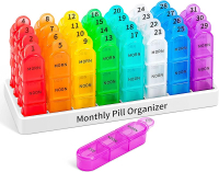 Daviky Monthly Pill Organizer 3 Times a Day 30 Day Pill Organizer with Small Pill One Month Medicine