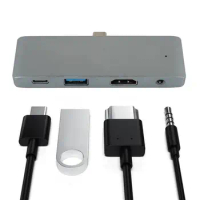 4 In 1 Usb C Hub Adapter With Aux 3.5mm Interface For Ipad Pro 11/12.9 2019/2020 Laptop Dock Station Multi Splitter Accessories