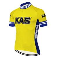 Retro Kas Cycling Jersey Vintage Summer Short Sleeve Cycling Clothing Men Road Bike Shirt Bicycle Tops MTB Wear Maillot Ciclismo