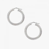 FOREVER K JEWELRY FK 珠寶 純銀鍍18K白金 圓條耳環 1pc