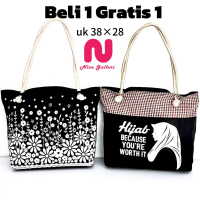 NISA GALLERI Tas Wanita Terbaru Totebag Tali Sumbu Tas Kuliah Tas Kerja Kekinian Motif Aster