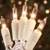 Christmas Lights 100 Count  Clear Lights 21ft White Wire Christmas Tree String Lights Set for Outdoo