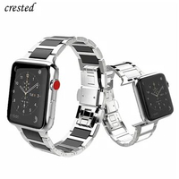 Ceramic Strap For Apple watch band 44mm 40mm 42mm 38mm Luxury Metal belt Stainless Steel Bracelet iWatch series 3 4 5 s 6 band