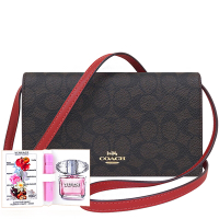 COACH 紅色大C PVC斜背包+VERSACE 品牌經典隨身小香水