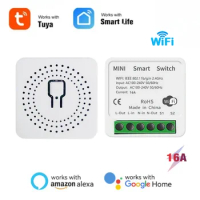 Tuya 16A MINI Wifi Switch DIY 1-way Remote Control Timer Relay Automation For Smart Life Work With Alexa Google Home Alice