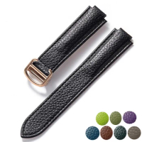 Replacement Cartier Blue Balloon Convex Foldover Clasp Pebble Pattern Soft Leather Watch Strap Accessories