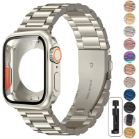 Thay đổi Ultra Case + Band, Dây đeo bằng thép không gỉ kim loại, dành cho iWatch Series 8, 7, 6, 5, 