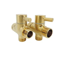 Gold-plating Stainless G7/8" G1/2" T Adapter water tap faucet Diverter Valve 3 way Brass Separator for toilet Shower Head Tee t1