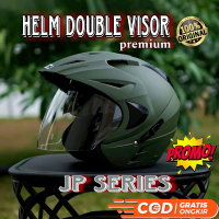 Helm Half face Dewasa Pria Wanita - Helm Double Visor SNI Premium Kaca Double Helm Ganteng, Motorcyc