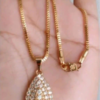 perhiasan wanita kalung milano kaca kalung hijab liontin permata motif labu kalung italy panjang 60c