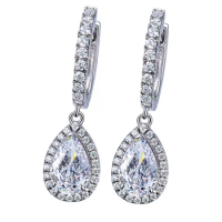 Luxury Pear Moissanite Solid 10k 14K Gold 925 sterling silver Dangle Drop Earrings for Women