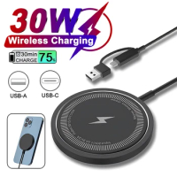 30W Magnetic Wireless Charger Pad Stand for iPhone 15 14 13 12 11 Pro Max Airpods PD Macsafe Phone Chargers Fast Charging Dock
