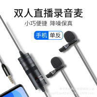 DSLR Photography Lavalier Microphone One-to-Two Dual Microphone Head Live Streaming Recording Conden