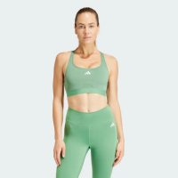 【adidas 愛迪達】運動內衣 女款 中度支撐 慢跑 瑜珈 訓練 PWRCT MS BRA 綠 IU1734