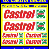 Laminated 2+4 Castrol Oil Stickers Classic Rally Race Bike Sponsor Decal Car Van Die-Cut Waterproof PVC