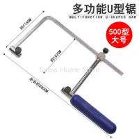 4" Adjustable Frame Sawbow U-shape Coping Jig Saw for Woodworking Craft Jewelry DIY Hand Tools with 6pcs Spiral Blades