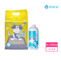 【ODOUT 臭味滾】細抗臭豆腐貓砂2.0mm 6LX1+貓用地板清潔劑1000mlX1