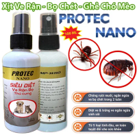 Xịt PROTEC NANO 100ml Ve Rận, Bọ Chét Chó Mèo Chính Hãng - Loại Bỏ Trứng Ấu Trùng Lành Tính, An Toàn