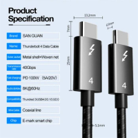 Transfer Cable For Switch Hard Disk USB4 Cable 40Gbps PD100W Thunderbolt 4 Type C Fast Charging Cable USB 3.1 C to C Data Wire