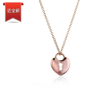 二手品 Tiffany&amp;Co.愛心鏤空鎖頭18k玫瑰金項鍊