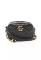 GUCCI 二奢 Pre-loved Gucci GG Marmont quilting mini bag chain shoulder bag leather black