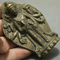 S0476 Old Tibet Bronze Copper Buddhism 8 Hands Kwan-yin GuanYin Stand Buddha Statue
