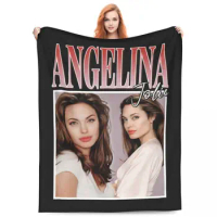 A-Angelina Jolie Super Warm Blanket Beautiful Actress Camping Throw Blanket Winter Custom Flannel Bedspread Sofa Bed Cover