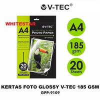 kertas foto / photo glossy paper A4 v-tec 185 gsm 20 lembar vtec