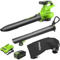Greenworks 40V (230 MPH / 505 CFM / 75+ Compatible Tools) Cordless Brushless Leaf Blower / Vacuum（ Vac (5.0Ah) Gen 2）